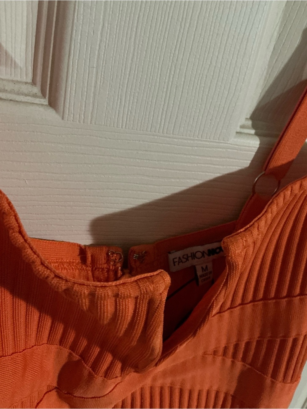 Fashion Nova Bright Orange Ribbed Bodycon Midi Dress - Picture 6 of 6
